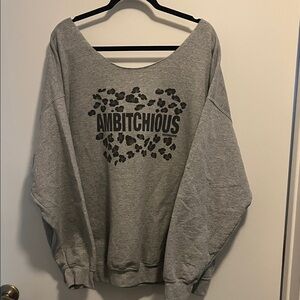 Ambitchious Gray Off-the-Shoulder Sweater